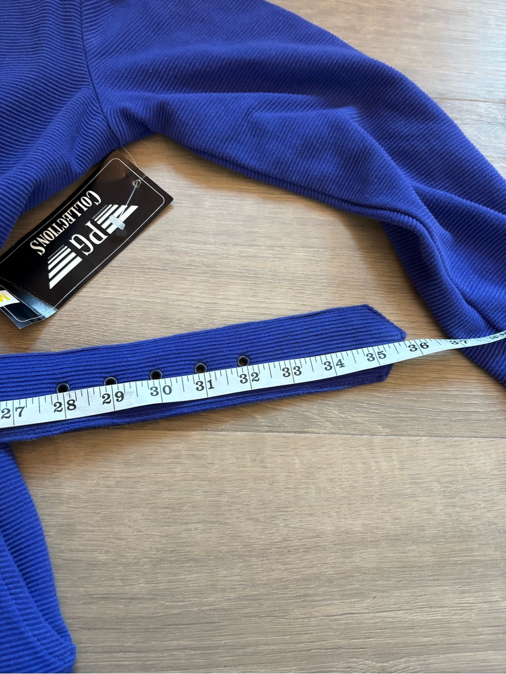 Pristine Vintage 80s Belted Jumpsuit in ribbed purple, blue. Size M - Picture 14 of 15